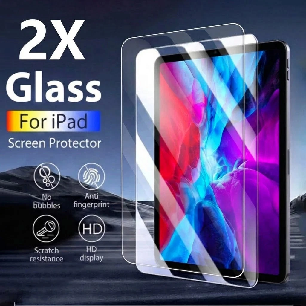 2X Tempered Glass Screen Protector for iPad A16 11th 10th 9th 6th 5th Gen Air 1