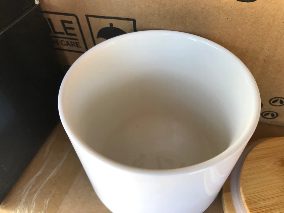 16oz Ceramic Sublimation Candle Jars / Storage Jar with Bamboo Lids - Case of 23 - Image 4 of 4