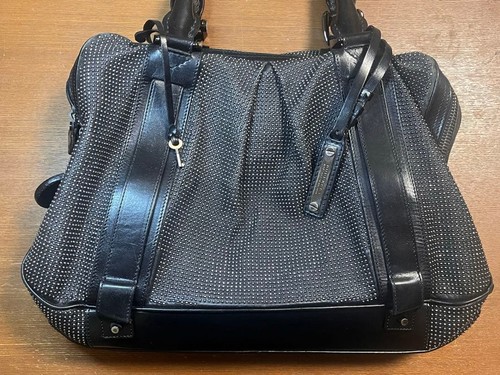Burberry Prorsum Micro Studded Black Leather Duffle Bag Key Auth