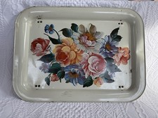 Vintage Midcentury Floral Metal Folding Tray TV Bed, Folding Legs Shabby Chic