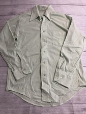 Vintage Van Heusen Shirt Mens 16 34 Green Knit Long Sleeve Vanknit Polyester 70s