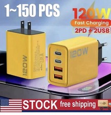  2 Pack 120W 4-Port USB C Fast Wall Charger Block For All Cell Phone iPad lot