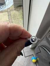 Unusual 925 Silver CZ Set Circle Ring - Size Q