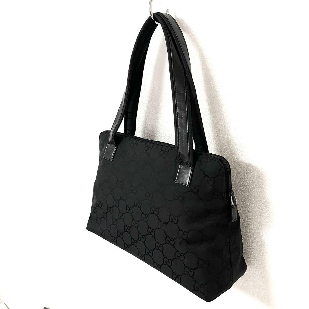 Gucci GG Canvas Black Tote Bag with Pocket Pre-Owned