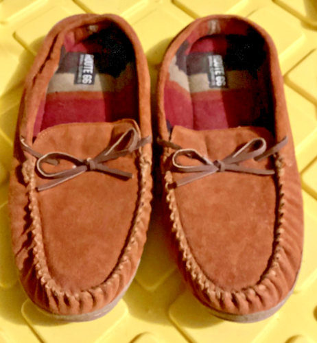 Route 66 Men's Jordan Suede Leather Fleece Moccasin Slipper rubber sole sz 13 - Picture 2 of 4