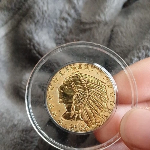 1929 US $2.50 Gold Quarter Eagle Indian Head Liberty Coin Pre-1933 Uncertified