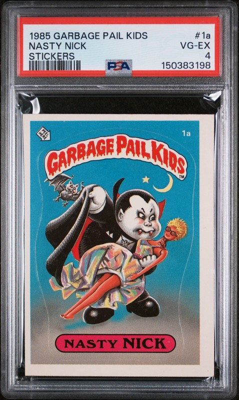 1985 GARBAGE PAIL KIDS STICKERS #1A NASTY NICK PSA 4