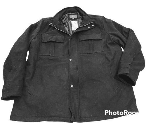 Men's Wool-Blend Coat Stand-Up Collar 4-Pocket Apt. 9 XXL Black New XX-Large