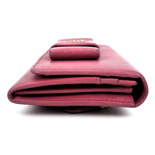 PRADA Long Wallet Milano Fiocco Ribbon Saffiano Leather Deep Pink #A342 - Picture 16 of 24