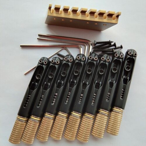 Black Fan Fretted 8 Strings Headless Electric Guitar Bridge with Nut BJ-541-1 - Picture 3 of 9
