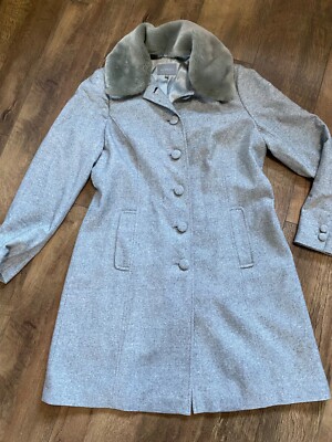 stunning Per una grey coat faux fur collar s14 casual or occasion