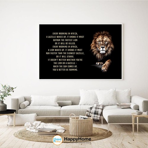Lion Wall Art Gazelle and Lion African Proverb Motivational Inspirational Poster - Picture 8 of 16