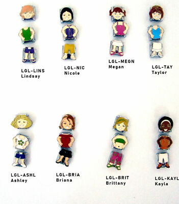 Stainless Steel 9MM Italian Charms 3 Part Charm Girls in Cute Outfits U PIK