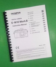 Owners Manual for Olympus E-M10 Mark III Camera 170 Pages W/Clear Covers 