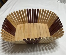 Bamboo Weaving Wood Basket, Brown And Beige