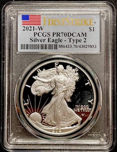 2021 W American Silver Eagle Proof Type 2 PCGS PR70 DCAM First Strike! ENN Coins