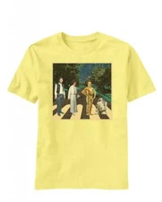 Adult Yellow Movie Star Wars Abbey Road Han Solo R2D2 Leia C-3PO T-Shirt Tee