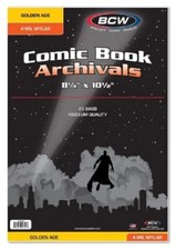 Golden Era Comic Book Bags Mylar 25 Long Term Archival Polyester Semi Rigid BCW