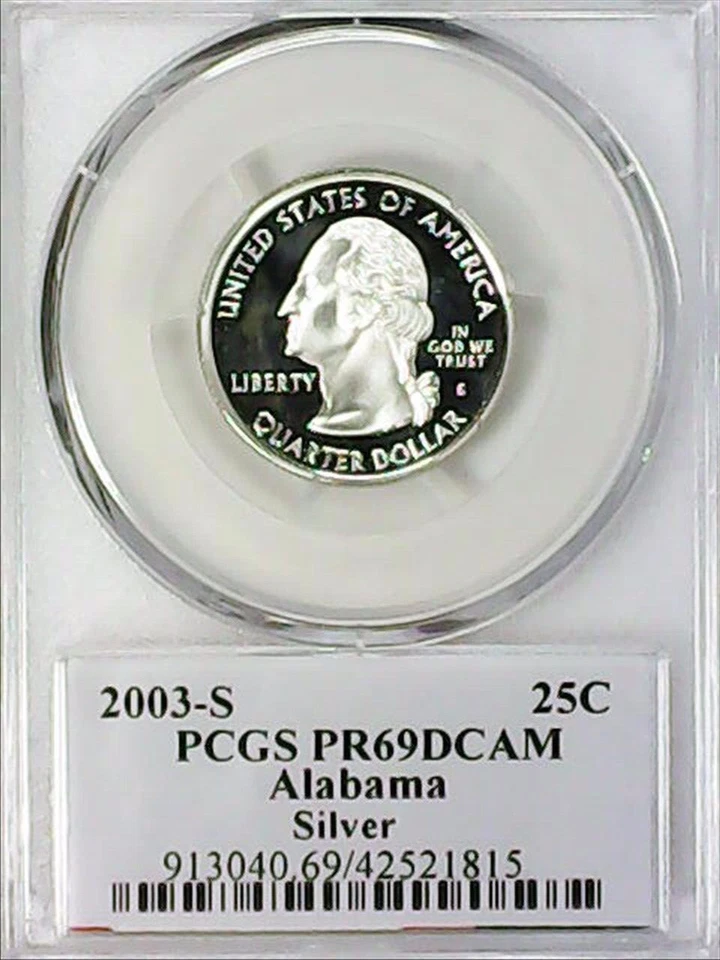 2003-S 25C State Quarter Alabama PCGS PR69 DCAM 90% Silver 22llll0625 - Image 2 of 4