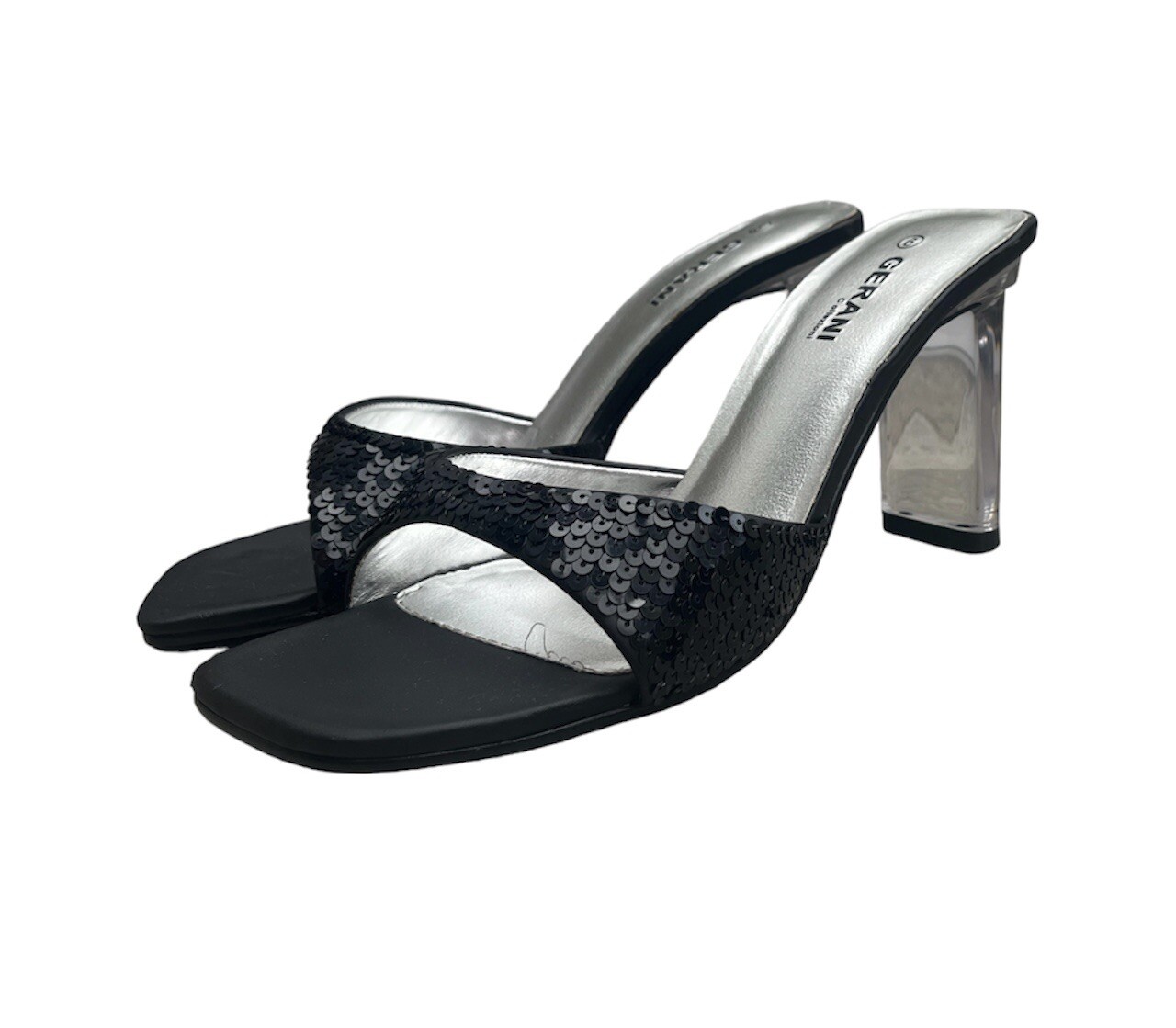 Gerani black sparkly heels size 6