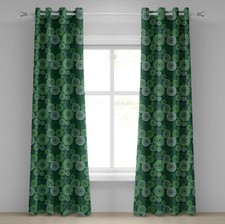 Abstract 2-Panels Eyelet Curtains Green Dotted Pattern