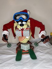 De colección 1997 Looney Toons TazTazmanian Devil Animado Esquí Navidad Funcionando