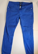 APII Jeans Women's Juniors Size 13/14 Royal Blue Rhinestone Buttons