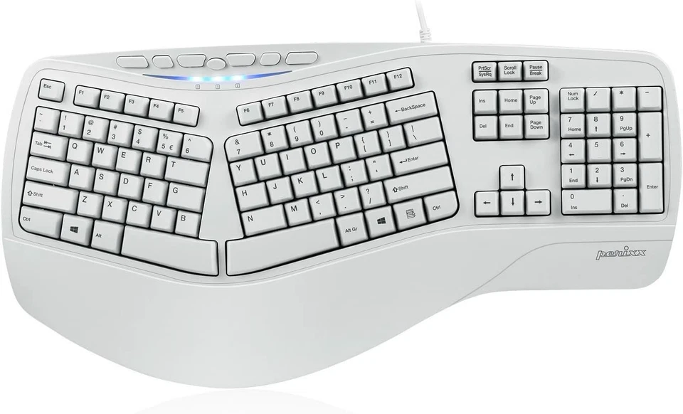 Perixx Periboard-512II Ergonomic Split Keyboard Natural Ergonomic Design  White - Image 3 of 3