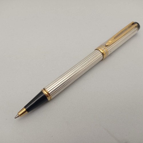 WATERMAN LE MAN STERLING SILVER BALLPOINT PEN VINTAGE BOXED EXCELLENT RARE - Picture 3 of 12
