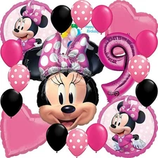 Disney Minnie Mouse Party Supplies Licensed Balloon Bouquet Bundle 9th Birthday