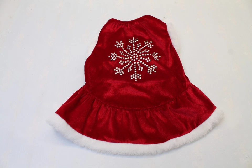 Simplydog Christmas Dog Costume Outfit - Red Snowflake Rhinestone Dress - Medium - Image 3 of 4
