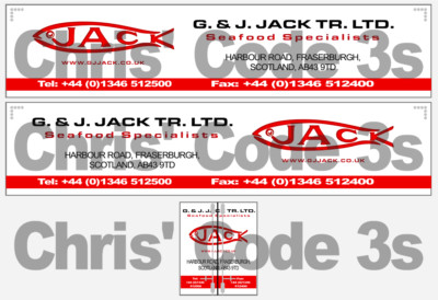 Code 3 Adhesive Trailer Decal - G & J Jack Seafoods - 1/50 1/64 1/76 1/87 1/148 