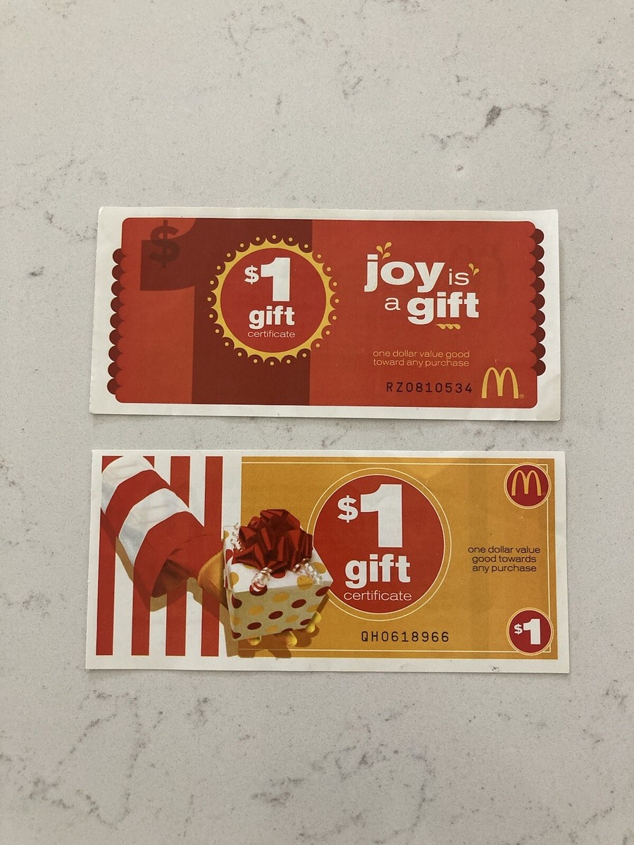 McDonalds 2008 & 2010 $1 Gift Certificates Not Void | eBay