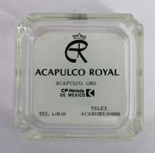 Vintage Marketing Ashtray Clear Glass MCM Acapulco Royal Acapulco Mexico