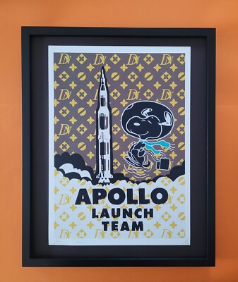 DEATH NYC Hand Signed LARGE Print Framed 16x20in COA SNOOPY APOLLO ASTRONAUT +