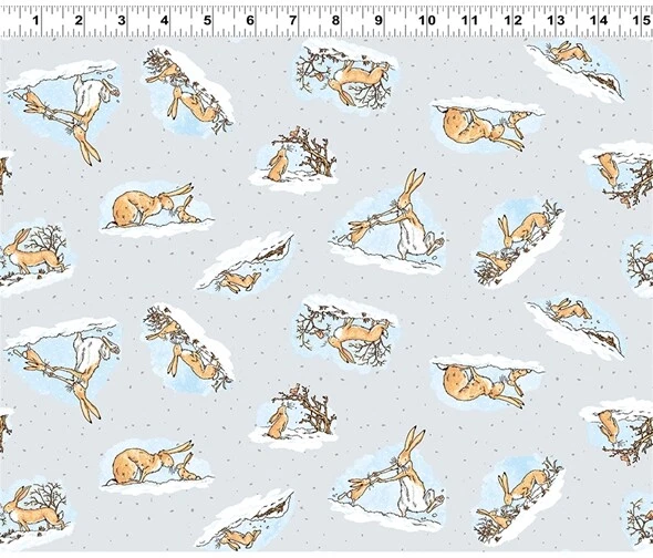 CLOTH WORKS Fat Quarter Guess How Much I love You Hares Snow Grey 100% Cotton Fabric