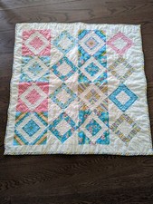 baby quilt vintage cottage flowers handmade Sheila Logan Pink Sunsets