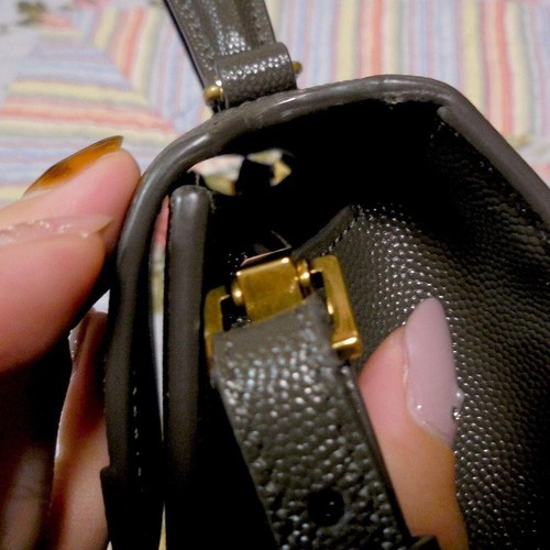 Auth SAINT LAURENT PARIS Cassandra Top Handle Mini Dark Gray Leather - Picture 5 of 12