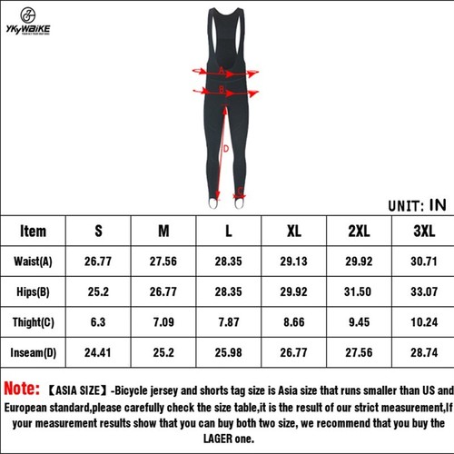 YKYWBIKE Men Cycling Winter Tights Bicycle Long Bib Pants 5-15°C Thermal Fleece - Picture 22 of 30