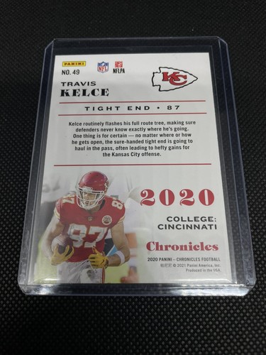 TRAVIS KELCE CHRONICLES GREEN 2020 KANSAS CITY CHIEFS INVESTMENT CARD - MINT! - Picture 2 of 2