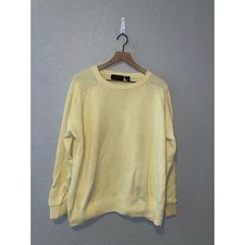 Y2K Eddie Bauer 100% Cotton USA Made Yellow Sweater Outerwear 2000s XL X-Large