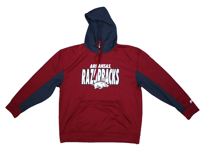 Pull Arkansas Razorbacks Homme XL – Russell Quart Zip Gris/rouge, Logo Football