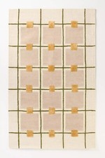 Greer Hand-Tufted Wool Viscose Rug  Geometric Grid with Raised Squares Design