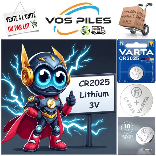 Pile bouton Varta CR2025 DL2025 BR2025 ECR2025 EL2025 165 mAh Lithium 3V Blister - Photo 1/16