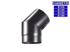 ALLINOX Curva 45° Canna Fumaria Acciaio Nero Raccordo Stufa a Legna
