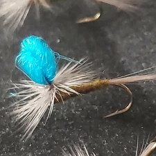 SIZE 12 BLUE WING OLIVE FLY FISHING FLIES PARACHUTE HI VIS