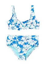 Raisins Big Girl's Shorebreak 2 Pc Bikini Swimsuit Set Blue White Floral 7/10