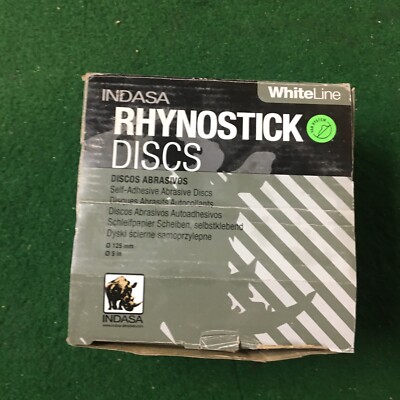 Rhynostick White Line P 80 Grit Sandpaper 100 CNT - 5'' round Stick on - 196656 -