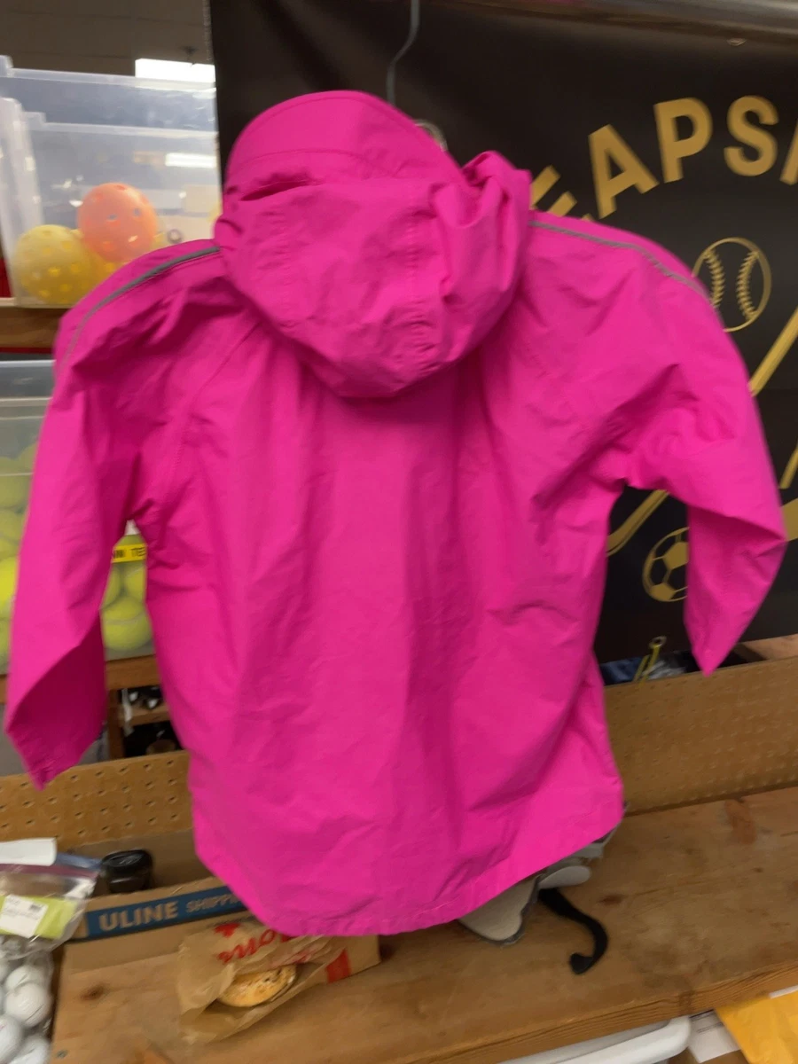 Splashy Kids Rain Jacket Size 4 Pink Waterproof Hooded Nylon Raincoat Coat EUC