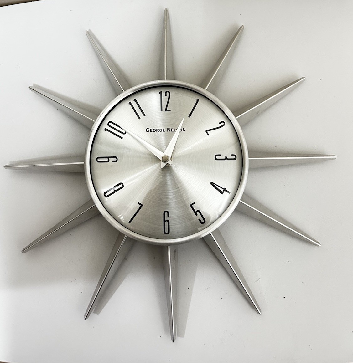 George Nelson Sunburst Clock Aluminum Vintage 15” MCM Style Tested